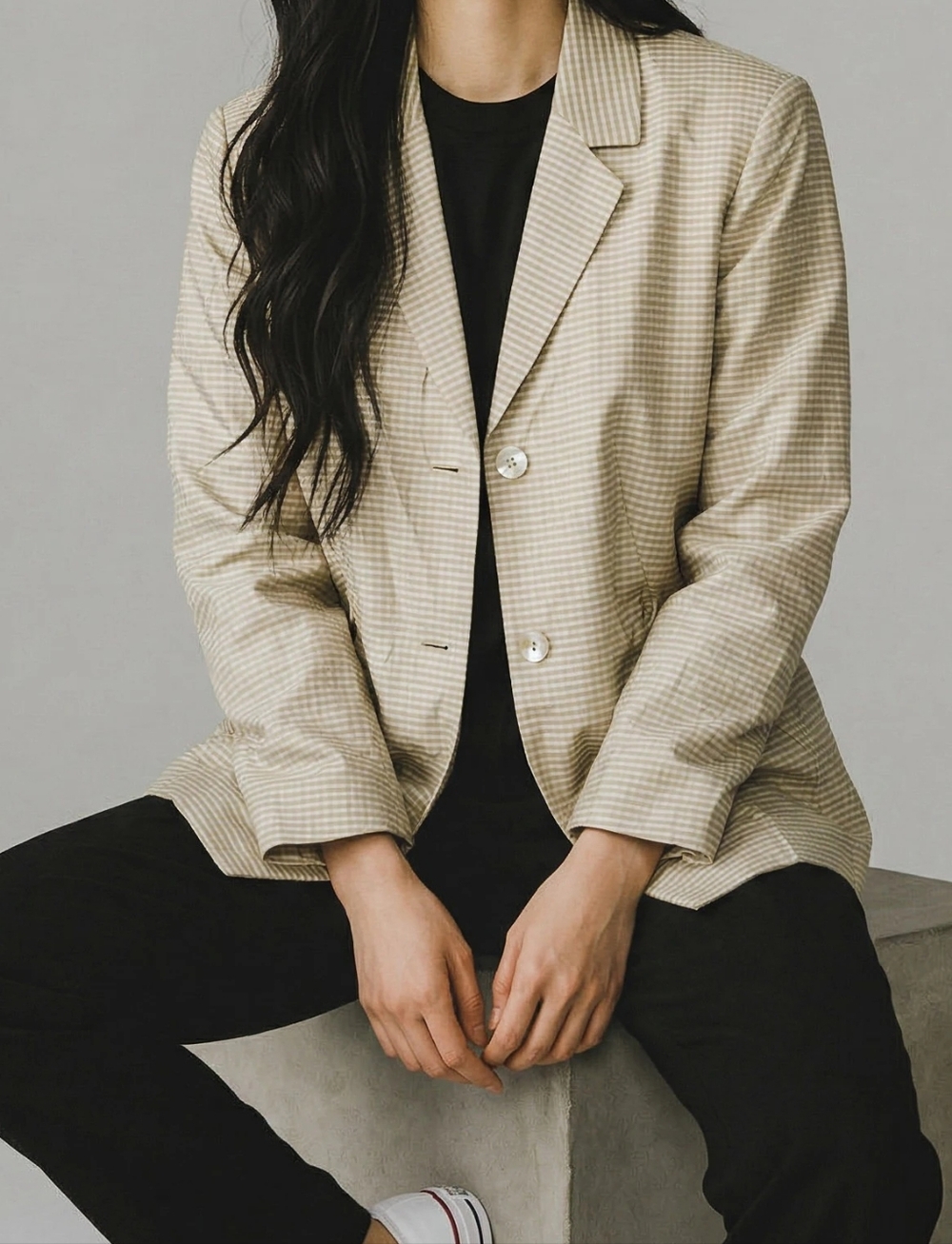 Focus 2000 Cream and Olive Green Blazer